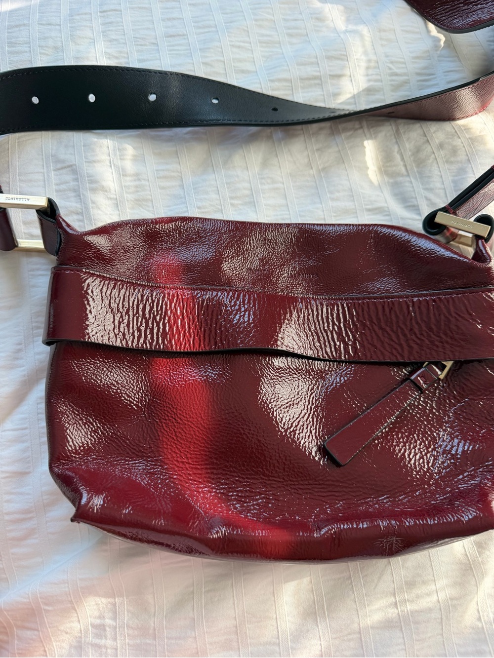 All Saints Patent Leather Crossbody Bag with Adjustable Strap - Picture 11 of 15